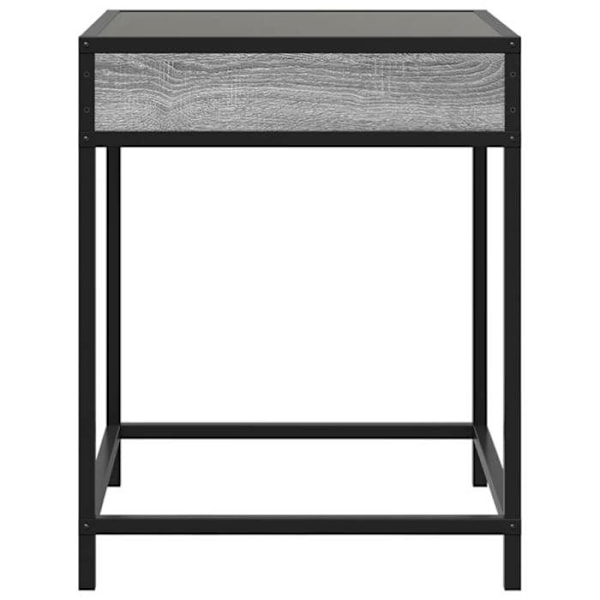 Nattesbord med LED-spejl 40 x 40 x 51 cm ingeniørtræ, glas og grå stål DEC033165 kastanj