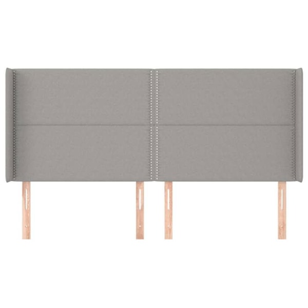 Hovedgærde til soveværelse, møbel med sidekant 203 x 16 x 118/128 cm, lys grå stof TDL0205194 Grå