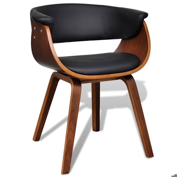 Matstol - Optimal Komfort - Böjd Trä - Svart Konstläder - Modern Design - 1 Plats Svart