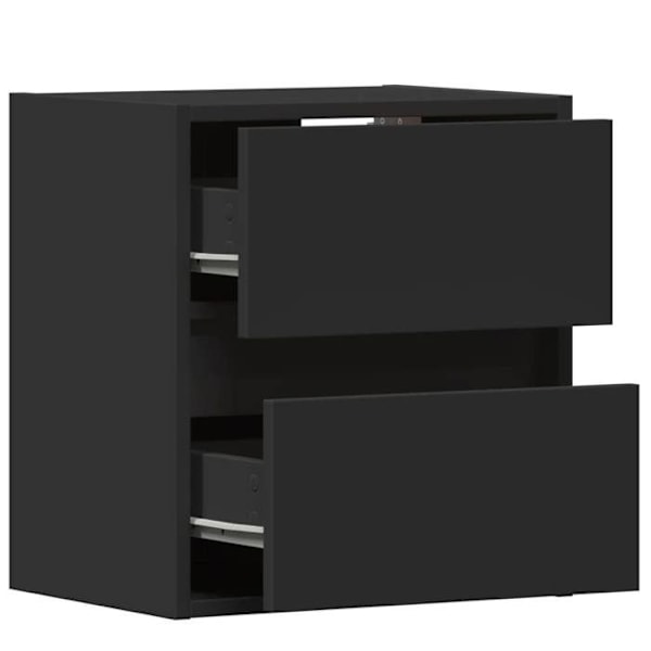 Sæt med 2 væghængte natborde med LED-lys 41 x 31 x 45 cm i sort ingeniørtræ DEC036166 kastanj