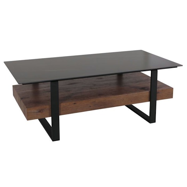 Soffbord med hylla 43 x 120 x 60 cm MDF mörkbrun sprutförstärkt med svart marmorutseende 04_0008444 kastanj