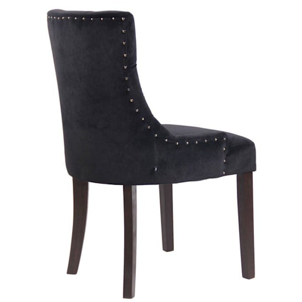 Siddende spisebordsstol i klassisk design med dekorative knapper i sort velour og ben i brun træ 10_0001928 kastanj