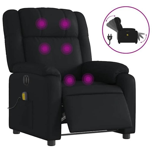 TV afslapningsstol med massagefunktion, elektrisk justerbar, 6 massagepunkter i sort PVC DEC027219 Svart