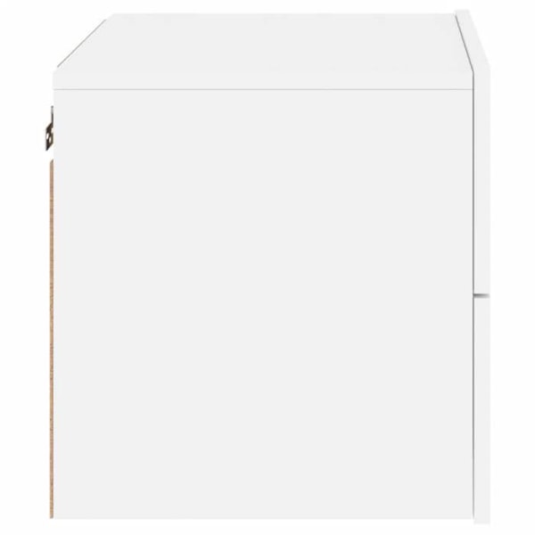 Væghængt natbord med LED-lys og skuffer 50 x 39 x 41 cm i hvidt ingeniørtræ DEC034169 Vit