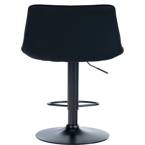 Barstol x1 justerbar i højden, 360° roterende, sæde i sort PVC med vertikal syning, sort metalben 10_0005423 Metall
