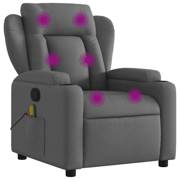 Relaxationsstol TV med massagefunktion, justerbar i mørkegrå stof DEC026943 Grå
