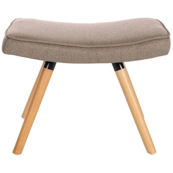 Repose-fod - Noname - Taburet i taupe stof - Træben - Skandinavisk stil - 100% polyester Mol