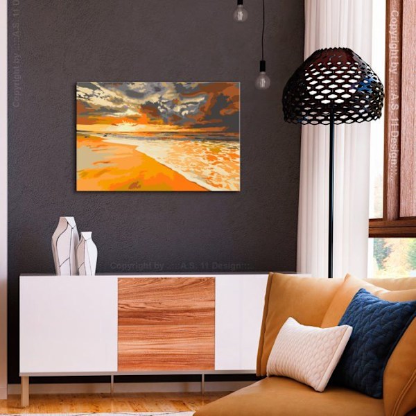 Måla-efter-nummer tavla, mönster Gyllene Strand 60 x 40