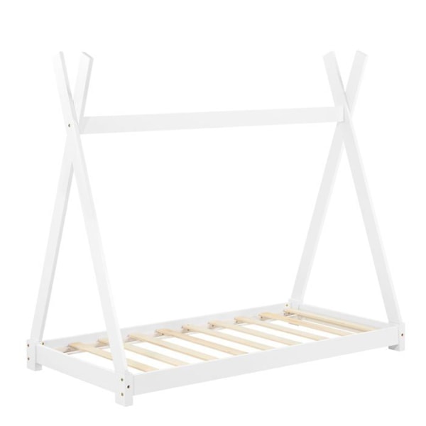 Barnsäng - Tipi - Vitfuru - 80x160 cm - 1 plats - Lätt montering Vit