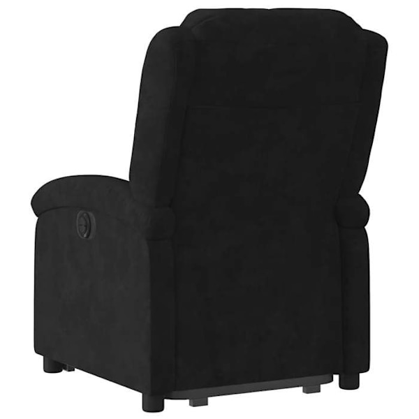 Fauxhårsæde med komfortabel polstring, elektrisk løftefunktion i sort velour DEC028125 Svart