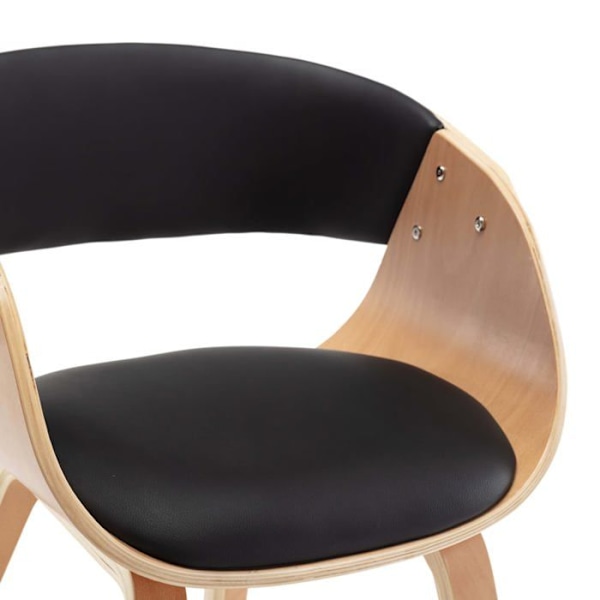 Moderne design spisebords stol i buet træ og sort syntetisk materiale