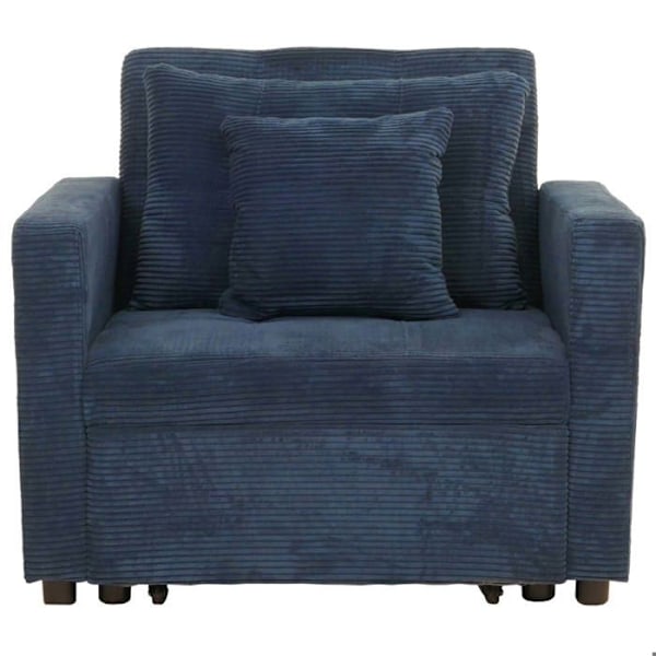 Fåtöljsäng extrasäng avslappning justerbart ryggstöd sovyta 197x100 cm sammet blå 04_0006251 Blå