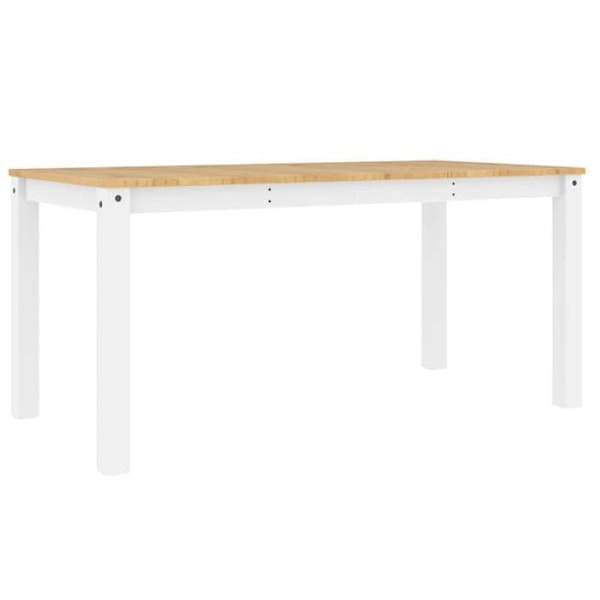 Moderni design-ruokapöytä 160 x 80 x 75 cm valkoista ja hunajapuun massiivipuuta DEC036901 Vit