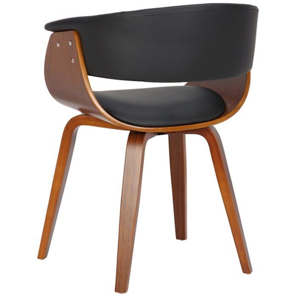 2 kpl retro-design ruokailutilan tuoleja, ruskea puurakenne ja musta PVC-istuin 10_0001686 kastanj