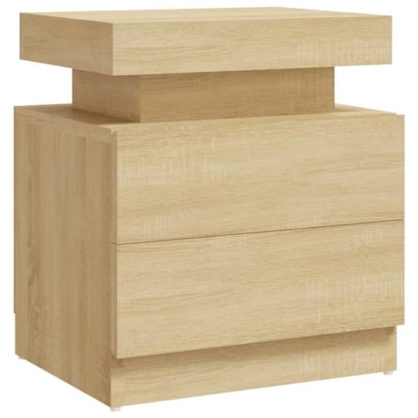 Natbord med to skuffer 45 x 35 x 52 cm ingeniørtræ farve eg DEC033881 kastanj