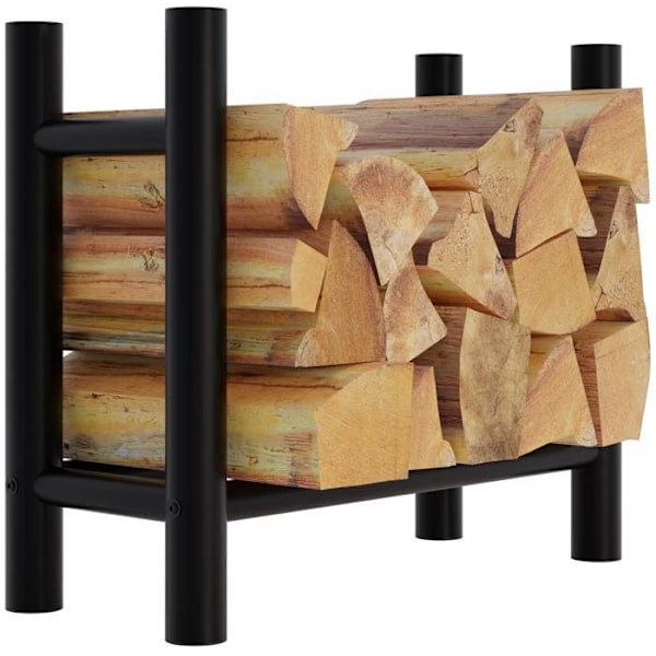 Tuki bûches takkapuulle sisätiloihin pyöreät jalat 80x60 cm mustasta metallista 10_0003570 kastanj