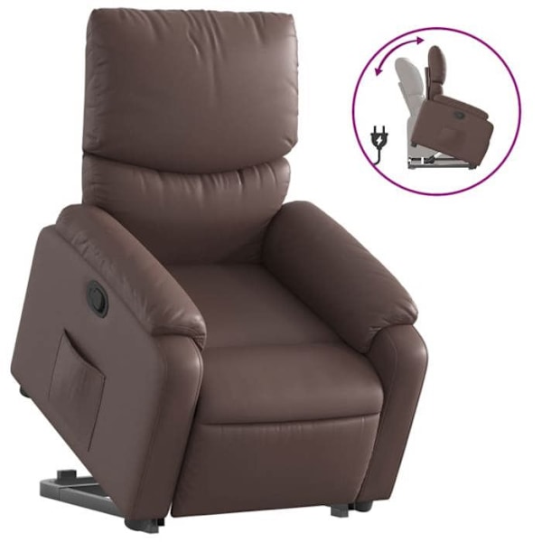 Fauteuil relax TV polstring komfortabel elektrisk løftefunktion i PVC brun DEC028031 kastanj