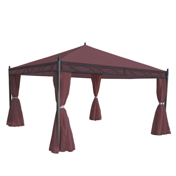 Pergola, paviljonki puutarhaan, vakaa runko 7, punaruskea sivuseinä 4 x 4m