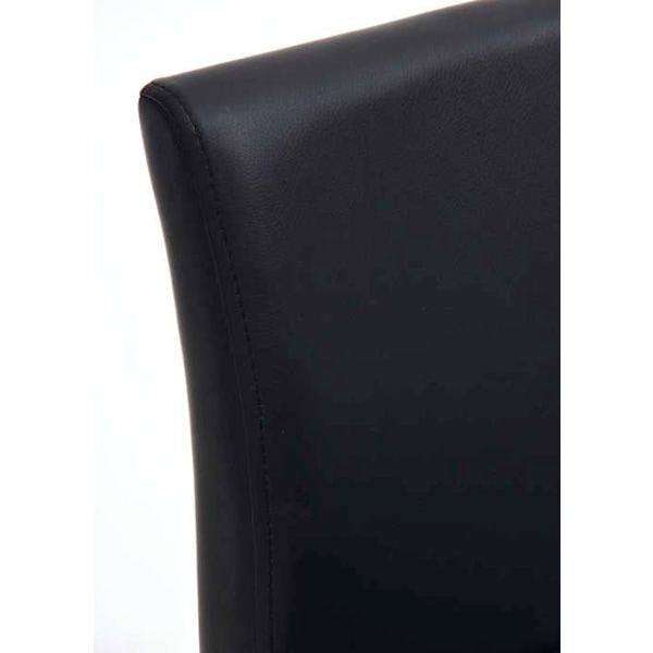 Barstol x1 med fodstøtte, firkantet base i rustfrit stål, sæde i sort PVC 10_0005308 Svart