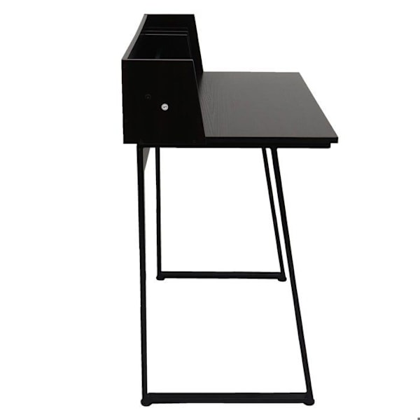 Tietokonepöytä 82x51 cm, kirja- ja asiakirjatuki mukaan lukien, musta metallinen ja MDF-rakenne 04_0006059 Metall