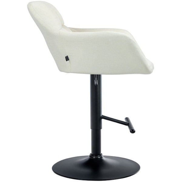 Barstol høj x1 med 360° rotationsfunktion i creme stof med dekorative syninger, sorte metalben 10_0005277 Grädde