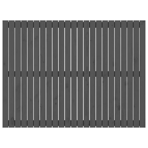 Hovedgærde til soveværelse, vægmøbel i paletstil, 146,5 x 3 x 110, massiv træ, grå