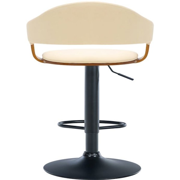 Retro chic design barstol med creme PVC sæde og valnødtræ, sort metal ben 10_0005291 kastanj