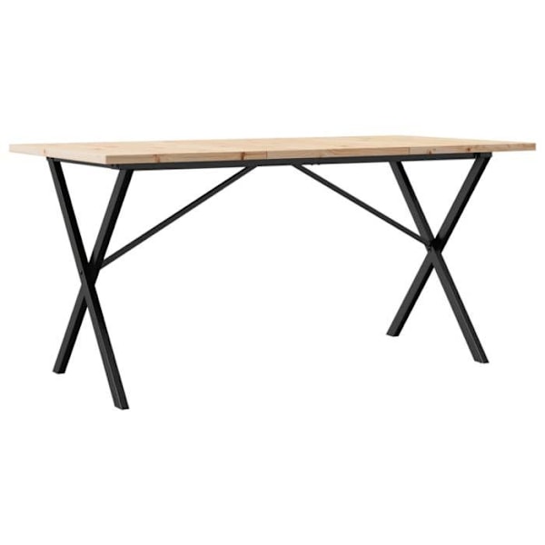 "Industriel design spisebord 140 x 80 x 75,5 cm massivt fyrretræ og stål DEC036803" kastanj