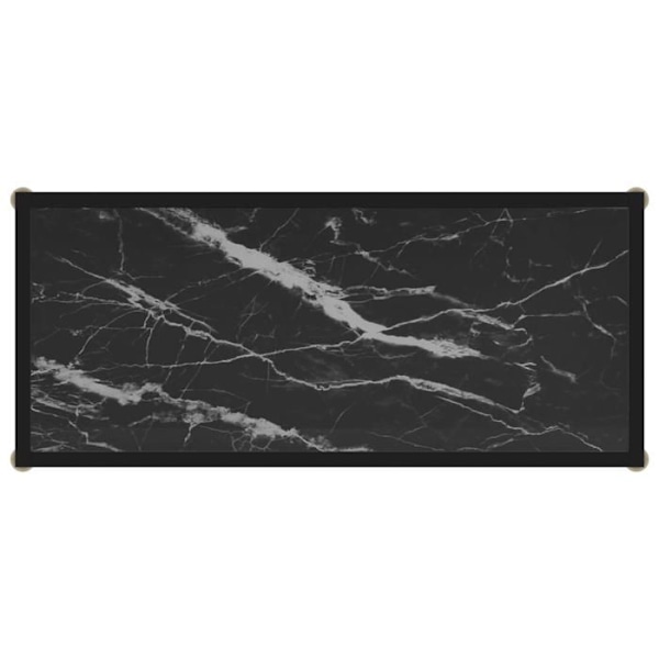 Funktionsdygtig konsolbord i stil med 80 x 35 x 75 cm i hærdet glas med marmorlook i sort og stål DEC032167 Svart