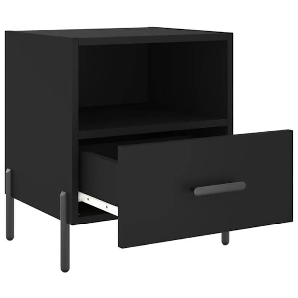 Sæt med 2 natborde med skuffe og åbent rum 40 x 35 x 47,5 cm sort ingeniørtræ og jern DEC035537 kastanj