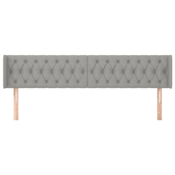 Hovedgavl til seng, møbel med polstring og sidekant 183 x 16 x 78/88 lys grå stof