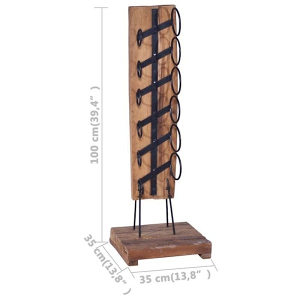 Casier til vinflasker, opbevaringshylde til 6 flasker 35 x 35 x 100 cm, massiv teaktræ brun DEC024335 Flerfärgad