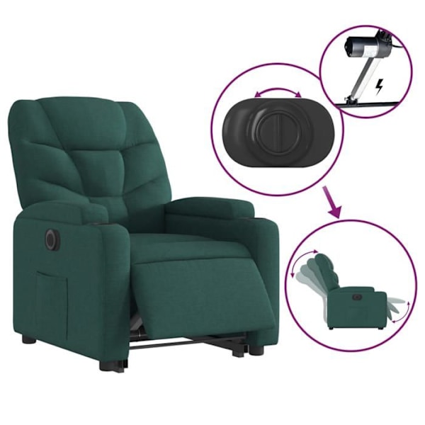 Lazy chair TV med elektrisk lyftfunktion mycket bekväm i mörkgrön tyg DEC028591 Guld