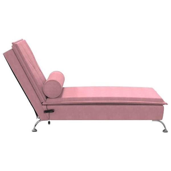 Meridienne chaise longue pour interieur de massage avec traversin en velours rose DEC026158 Rosa