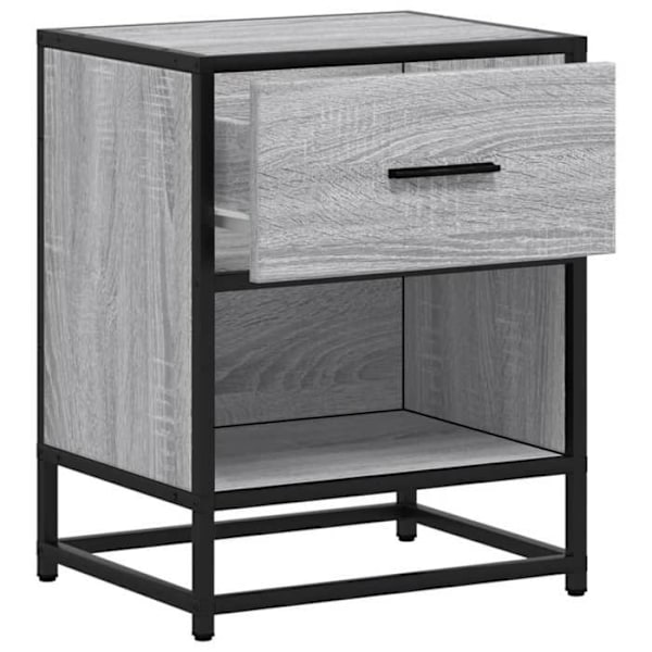Sæt med 2 natborde med 1 skuffe og 1 rum 40 x 31 x 50 cm engineering træ grå DEC035671 kastanj