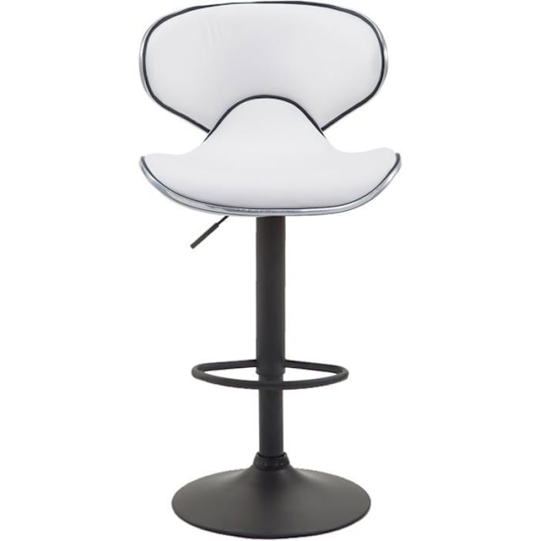 Barstolar - Kontemporär design - Set om 2 - Svart metall - Vit syntetisk sits - Höjdjusterbar Vit