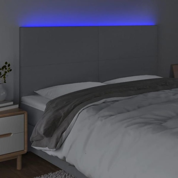 Hovedgærde til seng, soveværelse, LED-møbel 200 x 5 x 118/128 lys grå stof