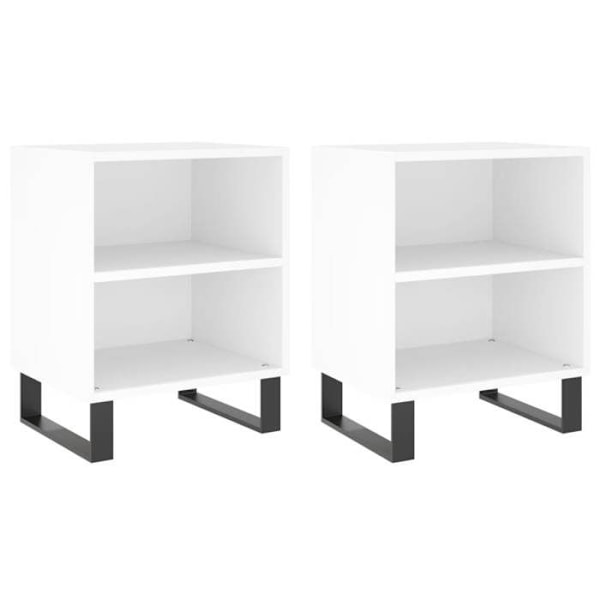 Sæt med 2 natborde med åbent rum 40 x 30 x 50 cm hvidt ingeniørtræ DEC034897 Vit
