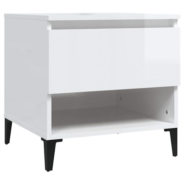 Sidetabel med skuffe til sofakant 50 x 46 x 50 cm hvid glansfyldte ingenieritræ DEC032369 Vit
