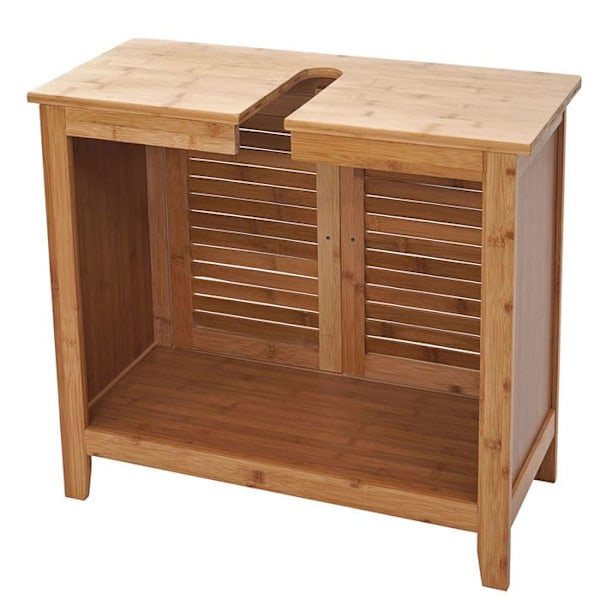 Bamboo design undersink cabinet, praktisk og elegant til badeværelse 60x67x30cm 04_0001253 Flerfärgad