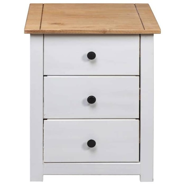 Natbord med 3 skuffer 46 x 40 x 57 cm massiv fyrretræ hvid DEC033412 Vit