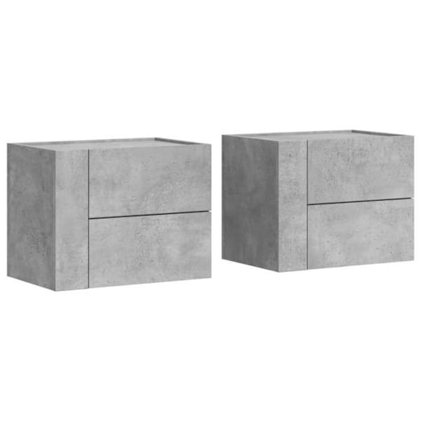 Sæt af 2 vægmonterede natborde med to skuffer 45 x 30 x 35 cm ingeniørtræ grå DEC036085 kastanj
