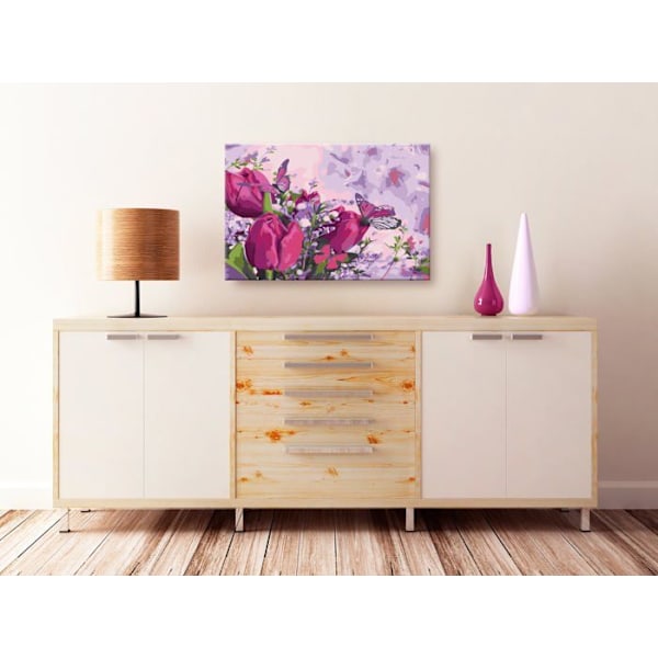 Måla-och-färg-själv tavla med nummer, mönster: Tulpaner (pre) 60 x 40