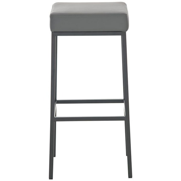 Moderne design barstol i grå syntetik med sorte mat metalliske firkantede ben.