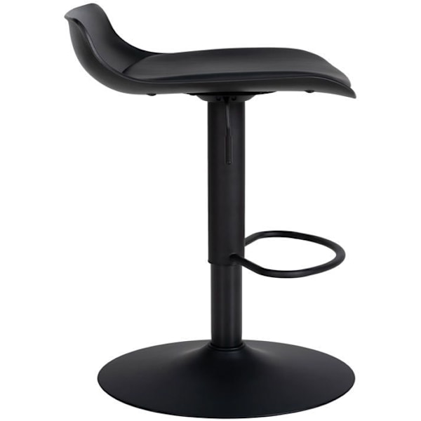 Barstol x4 med justerbar fodstøtte moderne design i sort PVC og sort metal 10_0004500 Metall