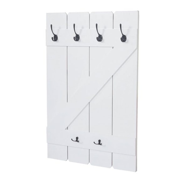Väggmonterad klädhängare dekorativ panel med 6 krokar 91 x 60 vit
