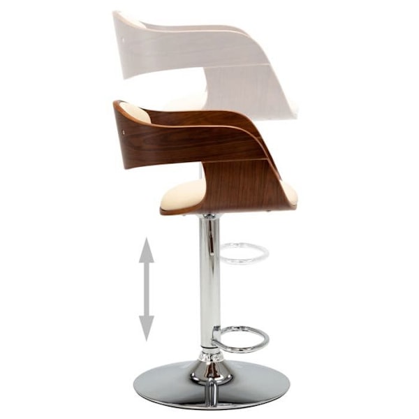 Barstol x1 retro højstol i bøgetræ og creme PVC samt metal DEC029462 kastanj