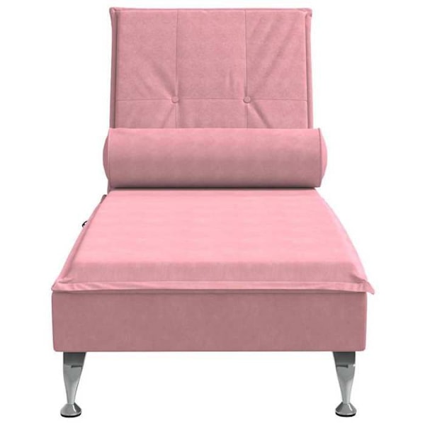 Meridienne chaise longue pour interieur de massage avec traversin en velours rose DEC026158 Rosa
