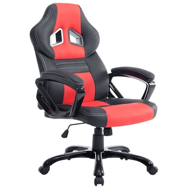 Gaming-kontorsstol med hjul, lutningsmekanism i svart/röd PVC och plast 10_0002595 Svart