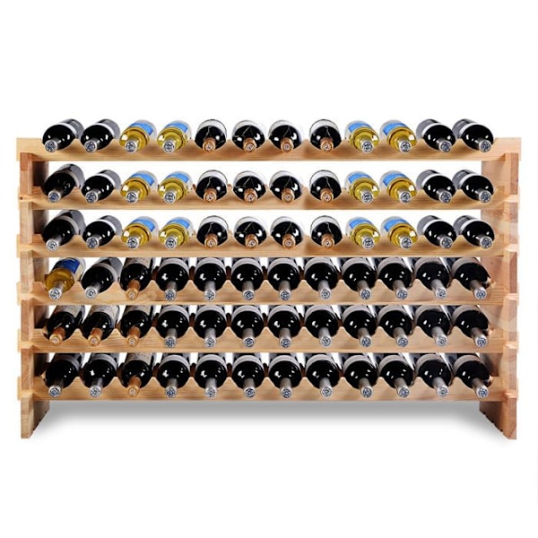 vinkylare för 72 flaskor i robust modulärt furu 119 x 29 x 71